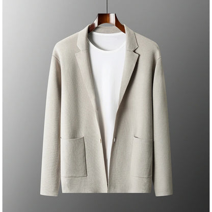 MERINO SUIT COLLAR KNITTED CARDIGAN