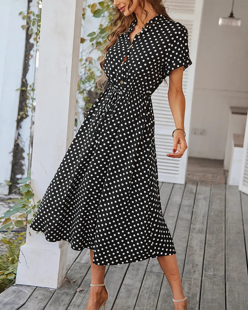 LUCY DOT PRINT MIDI DRESS