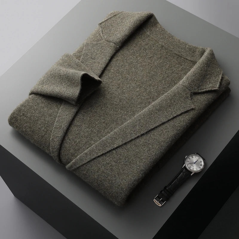 MERINO SUIT COLLAR KNITTED CARDIGAN