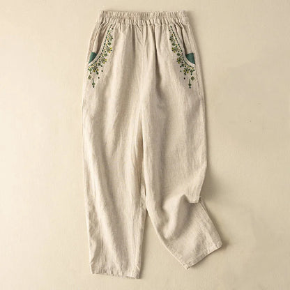COTTON LINEN STRAIGHT BEACH PANTS