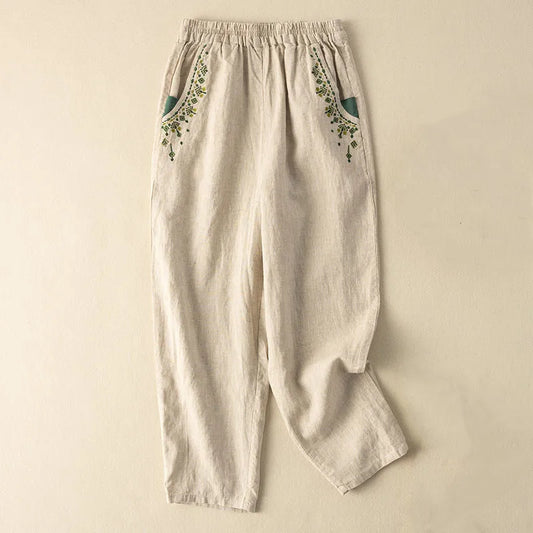 COTTON LINEN STRAIGHT BEACH PANTS