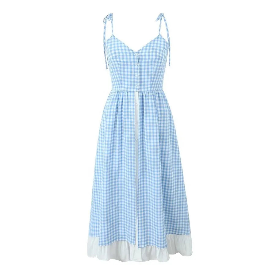 Sienna Blue Plaid Midi Dress