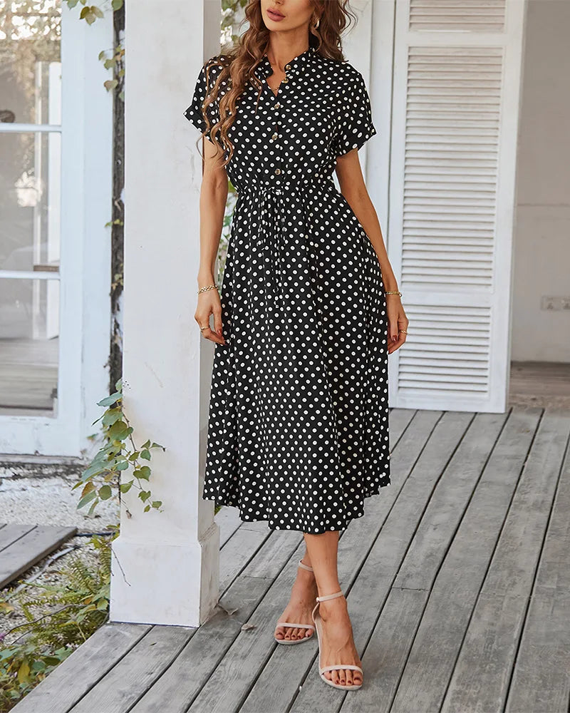 LUCY DOT PRINT MIDI DRESS