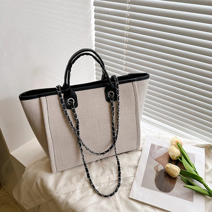 CANVAS CHAIN TOTE – LARGE CAPACITY COMMUTER BAG